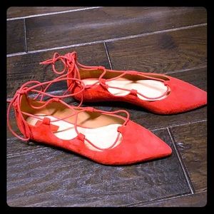 Topshop red suede flats